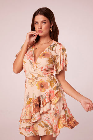 Viola Parchment Floral Mini Dress
