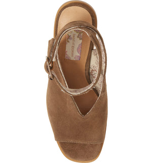 Vista Khaki Suede Ankle Strap Sandal Top
