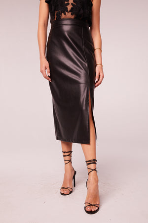 Vixen Black Faux Leather Pencil Skirt