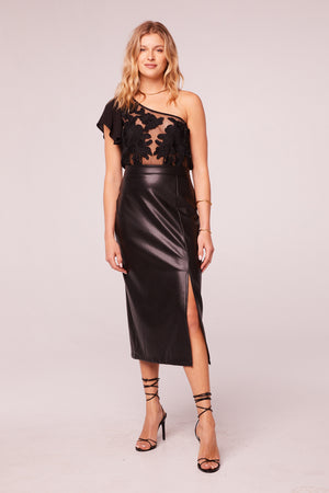 Vixen Black Faux Leather Pencil Skirt