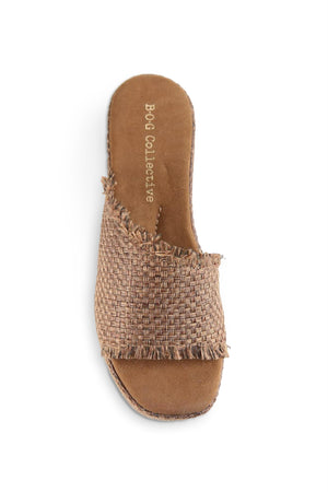 Wren Cognac Raffia Platform Slide