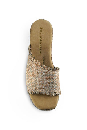 Wren Tan Woven Raffia Platform Slide