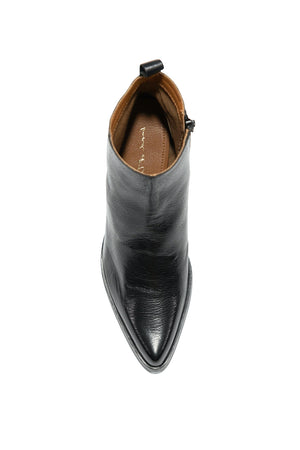 Willow Black Leather Heeled Bootie